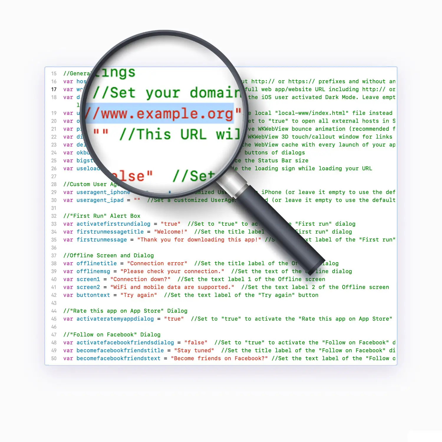 Die Einrichtung von WebViewGold ist einfach. Der WebViewGold Cloud Builder ermöglicht die Konfiguration und Bereitstellung im Browser ohne Xcode oder Android Studio.