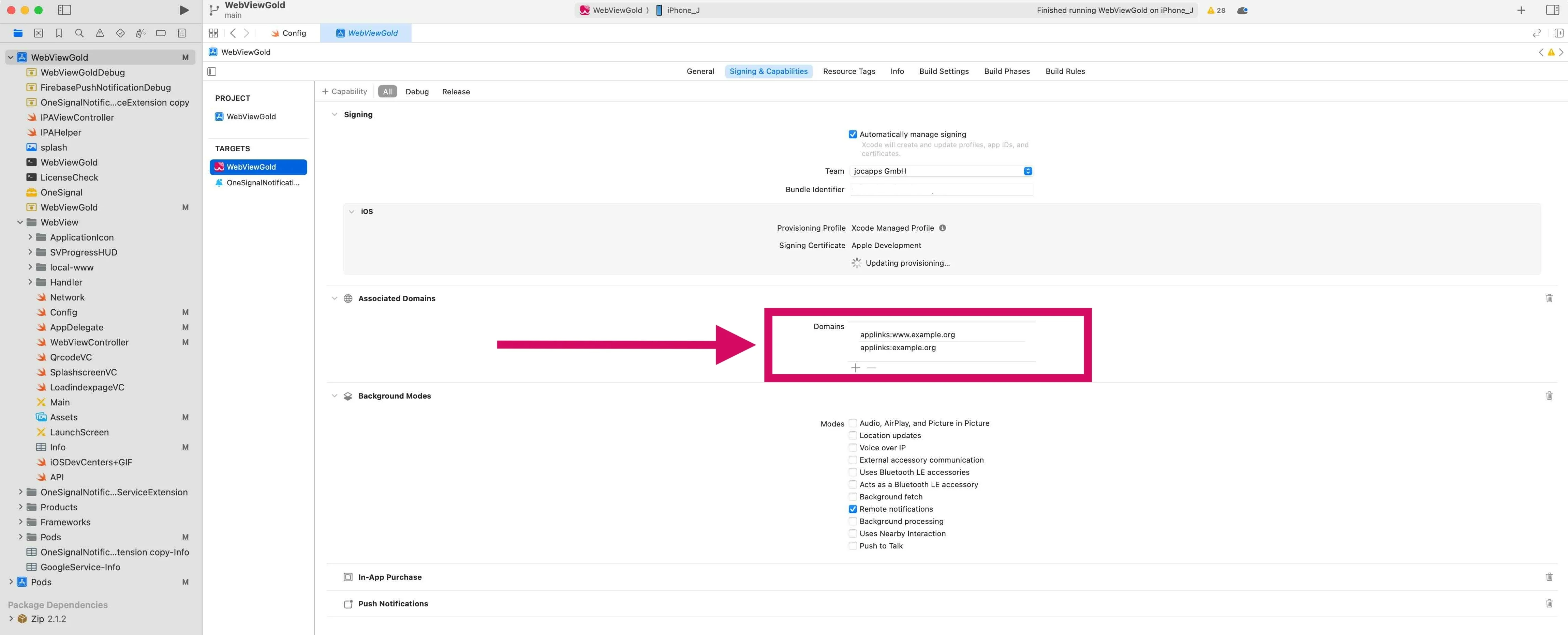 Associated Domains in Xcode