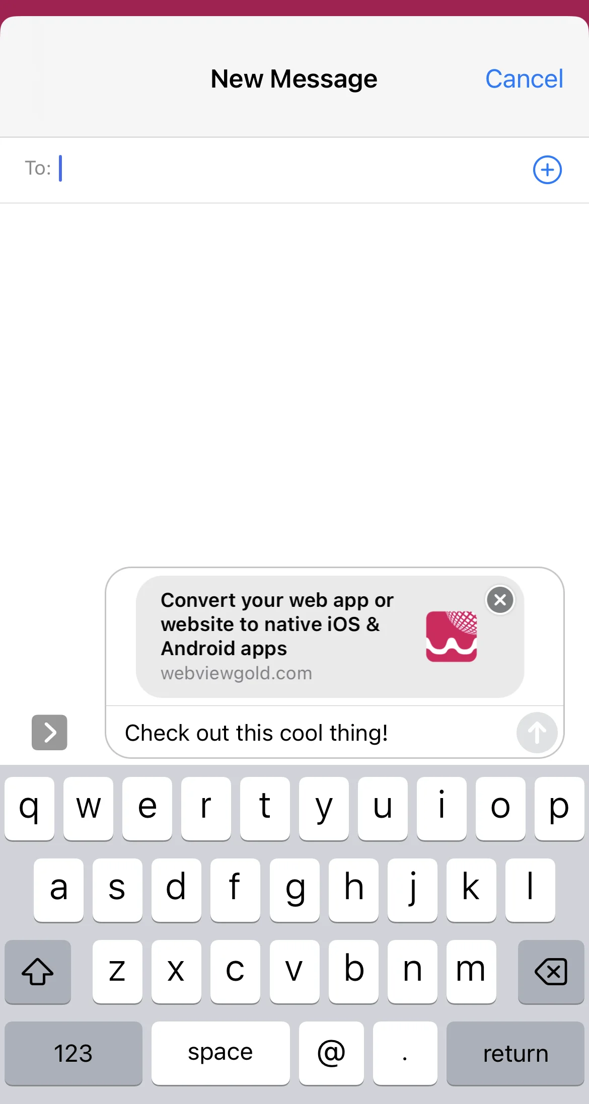 App Sharing Message Example