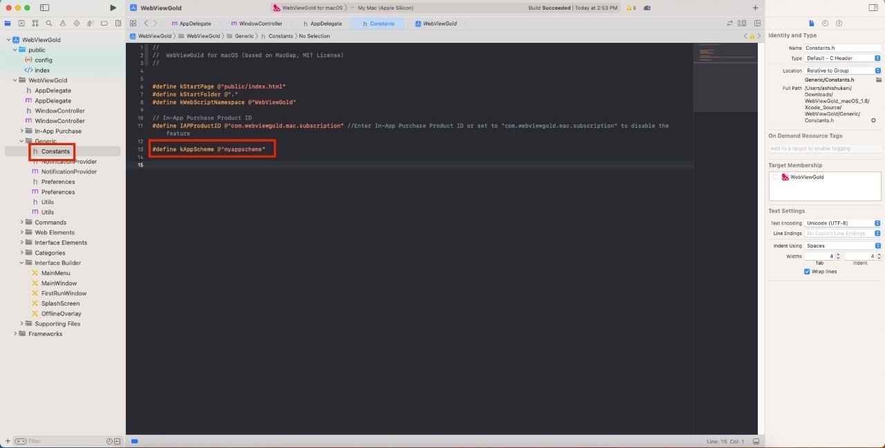 Setup a Custom URL Scheme in your Mac WebView App – Step 1