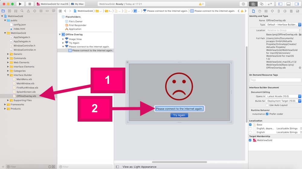 Edit the Offline Screen in your macOS WebView app